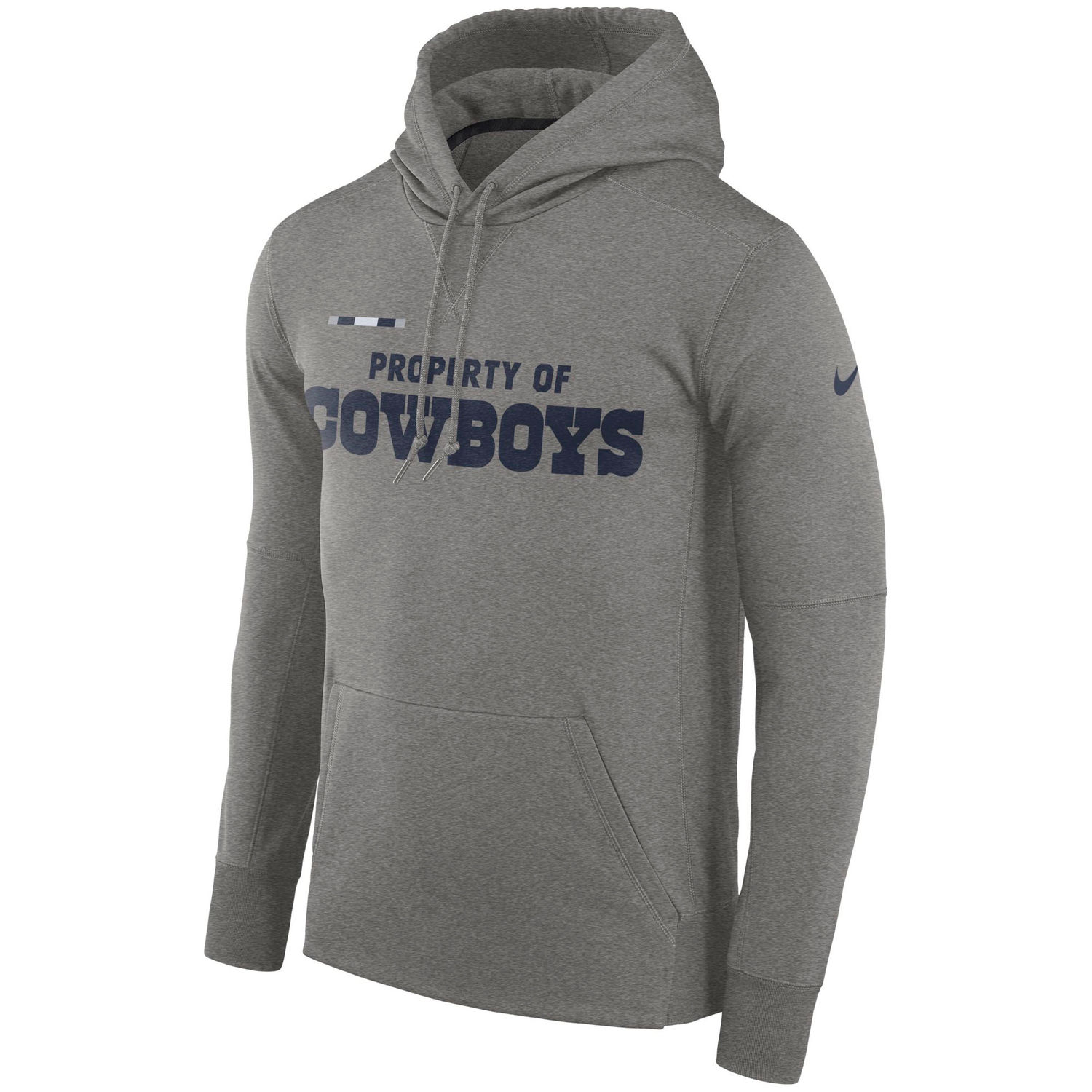 Mens Dallas Cowboys Nike Heather Gray Sideline Property Of Performance Pullover Hoodie