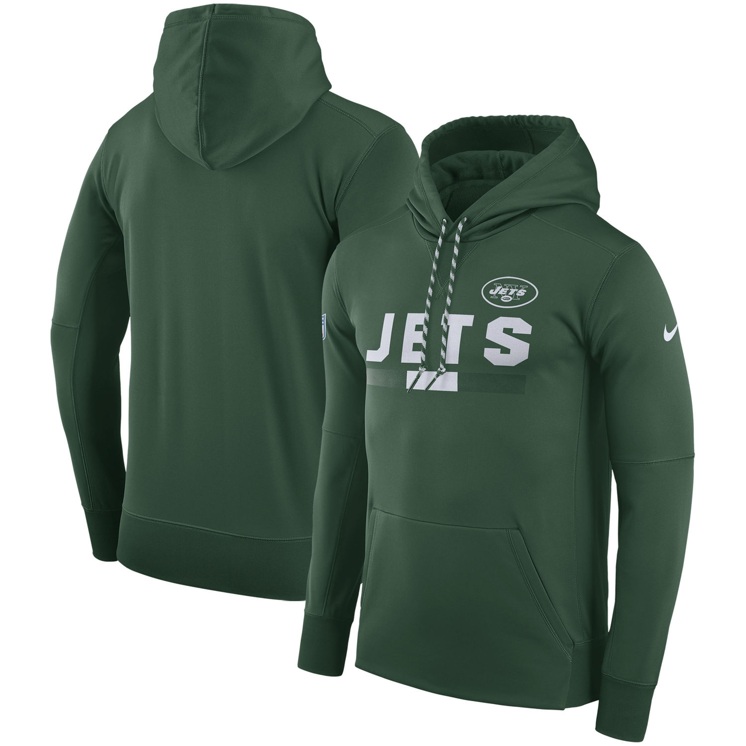 Mens New York Jets Nike Green Sideline Team Name Performance Pullover Hoodie