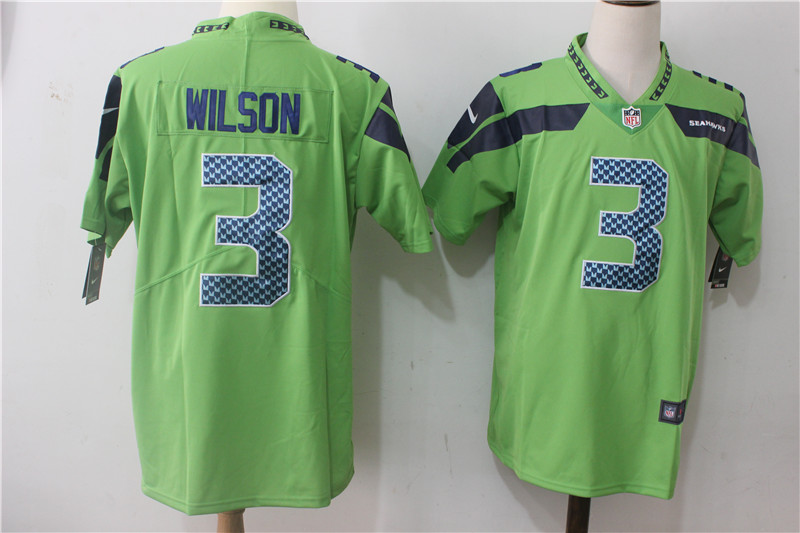 Mens NFL Seattle Seahawks #3 Wilson Green Vapor Limited Jersey