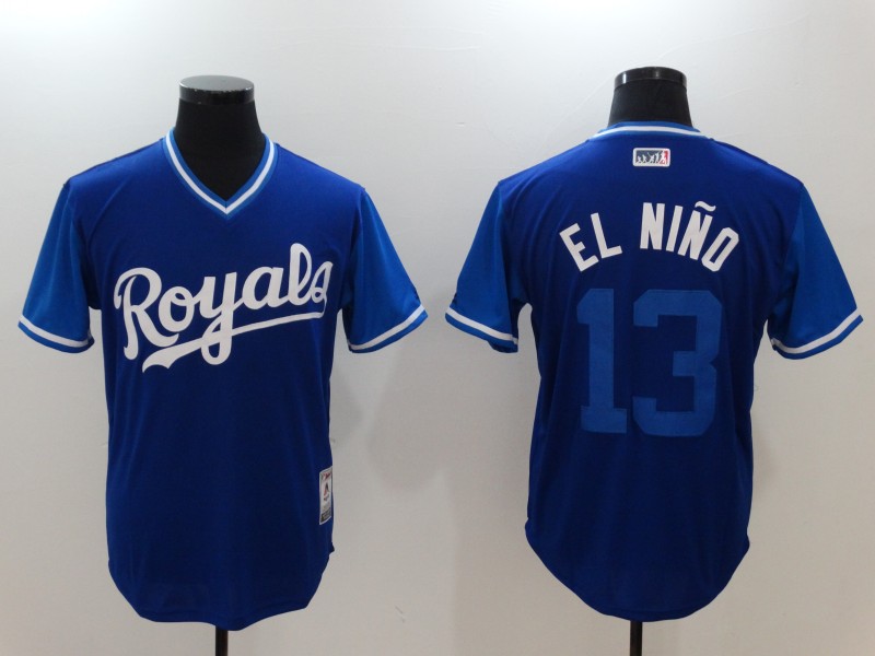 MLB Kansas City Royals #13 El Nino Blue Pullover Nickname Jersey