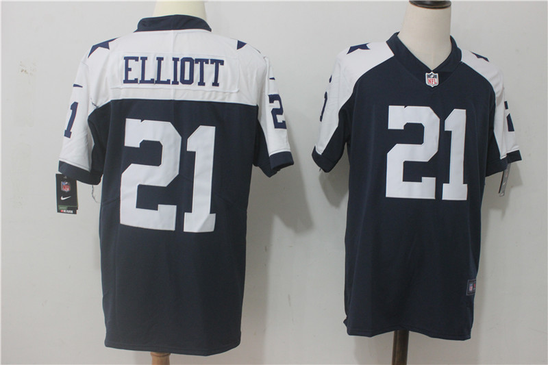 Mens NFL Dallas Cowboys #21 Elliott Blue Vapor Limited Thanksgiving Jersey