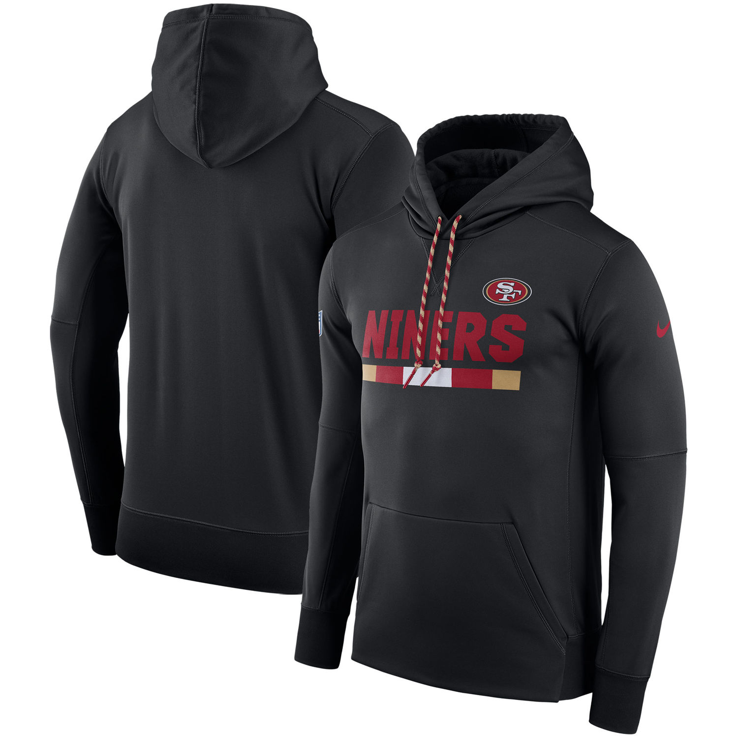 Mens San Francisco 49ers Nike Black Sideline Team Name Performance Pullover Hoodie