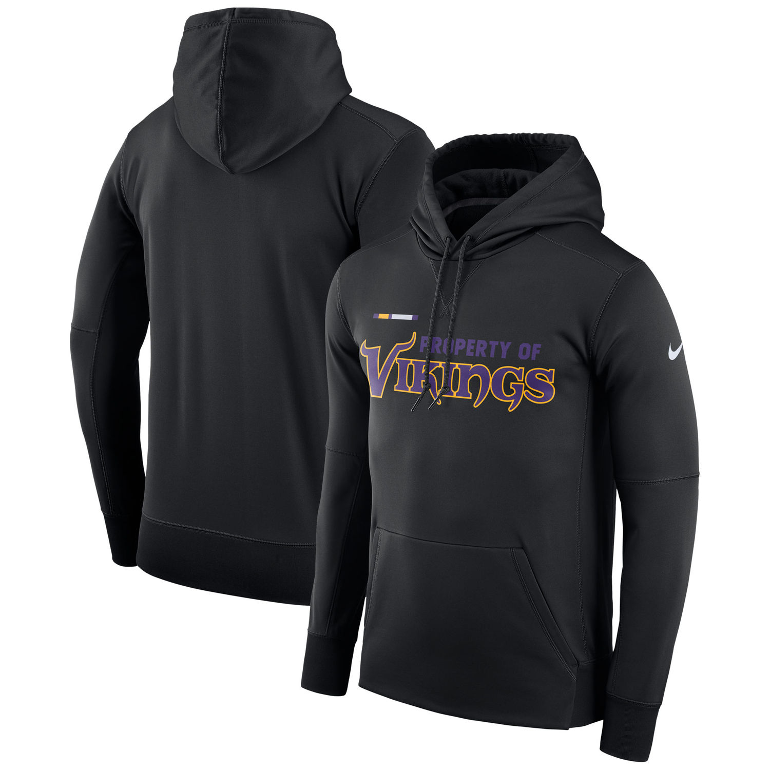 Mens Minnesota Vikings Nike Black Sideline Property Of Performance Pullover Hoodie