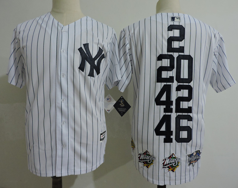 MLB New York Yankees White Anniversary Jersey with Patchs