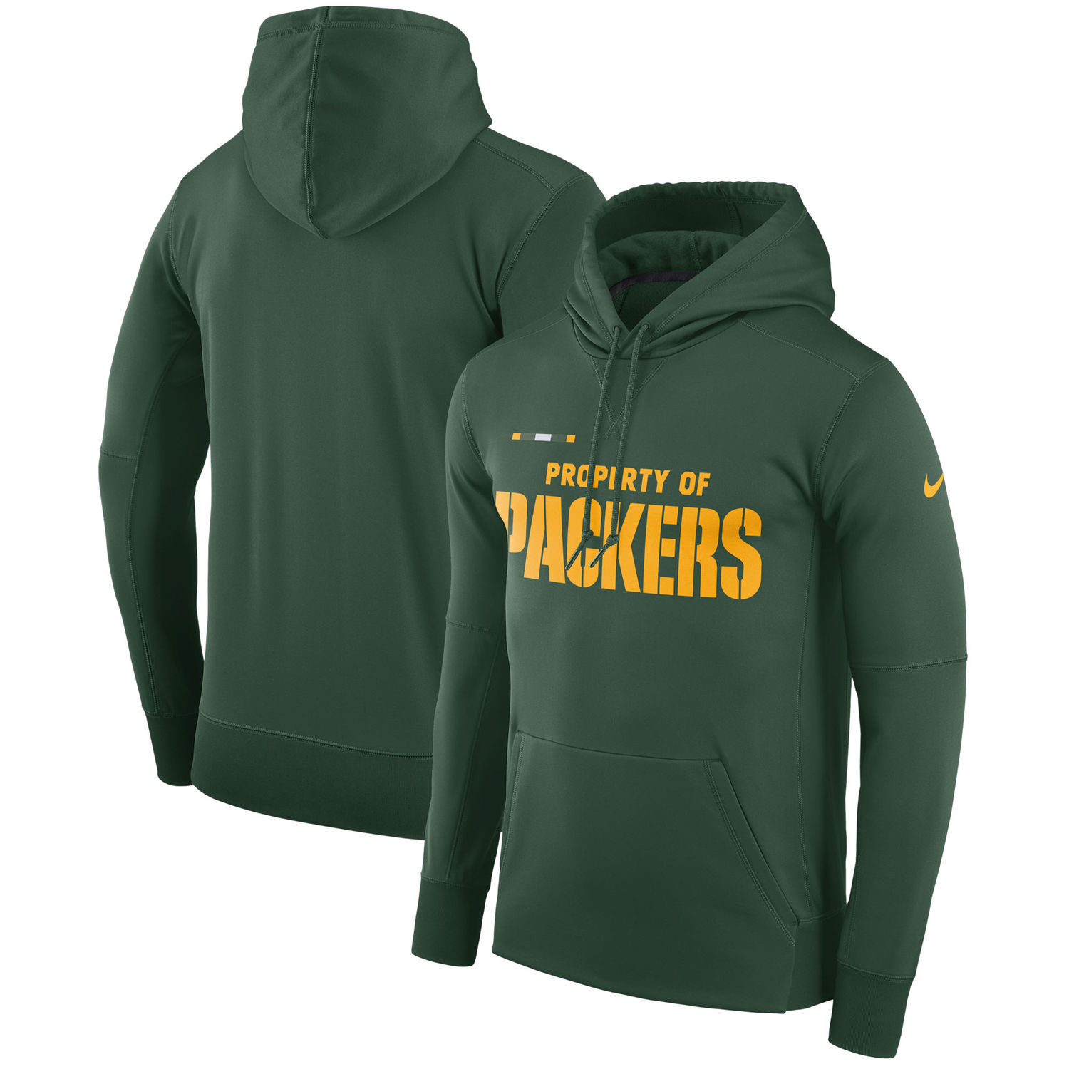 Mens Green Bay Packers Nike Green Sideline Property Of Performance Pullover Hoodie