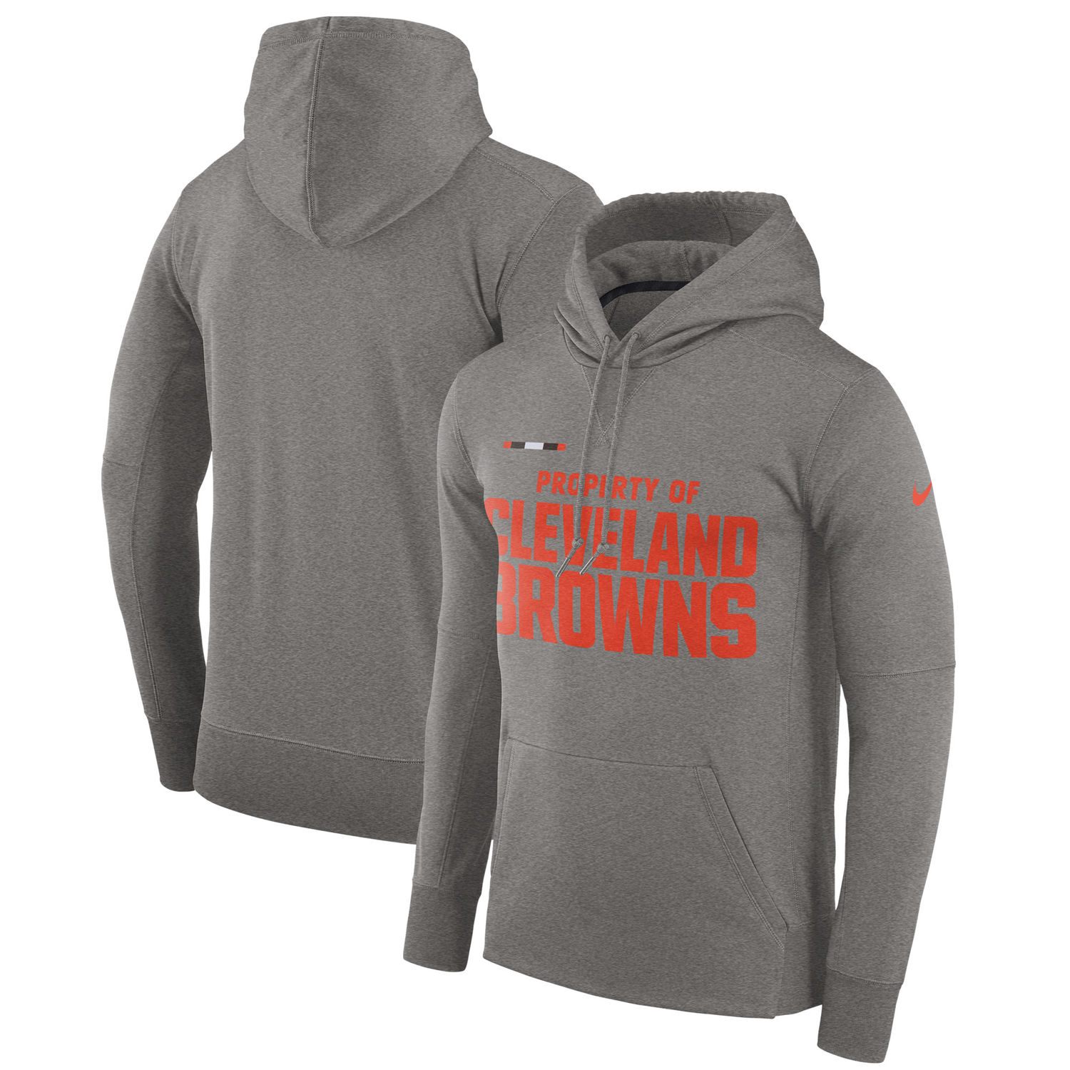 Mens Cleveland Browns Nike Heather Gray Sideline Property Of Performance Pullover Hoodie