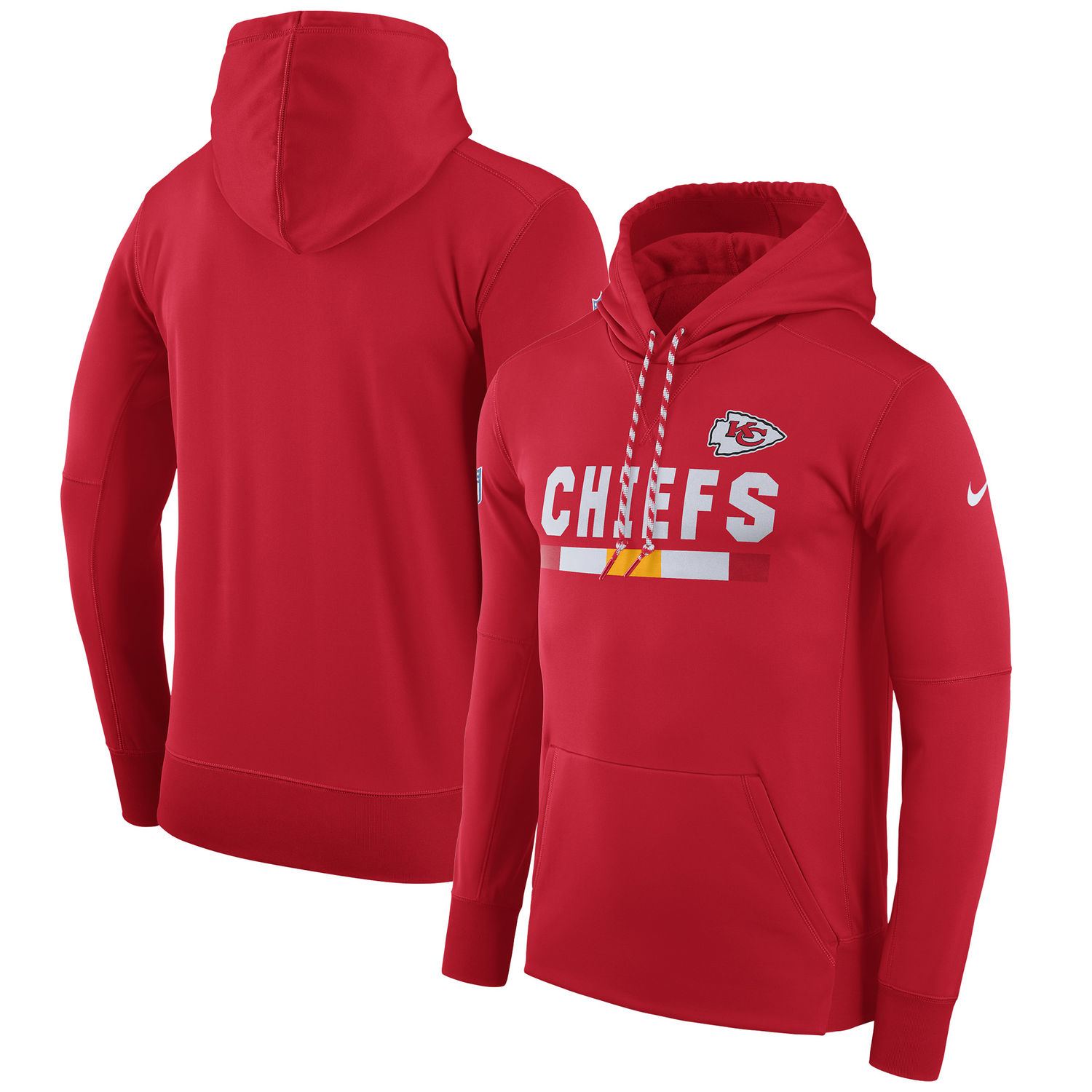 Mens Kansas City Chiefs Nike Red Sideline Team Name Performance Pullover Hoodie