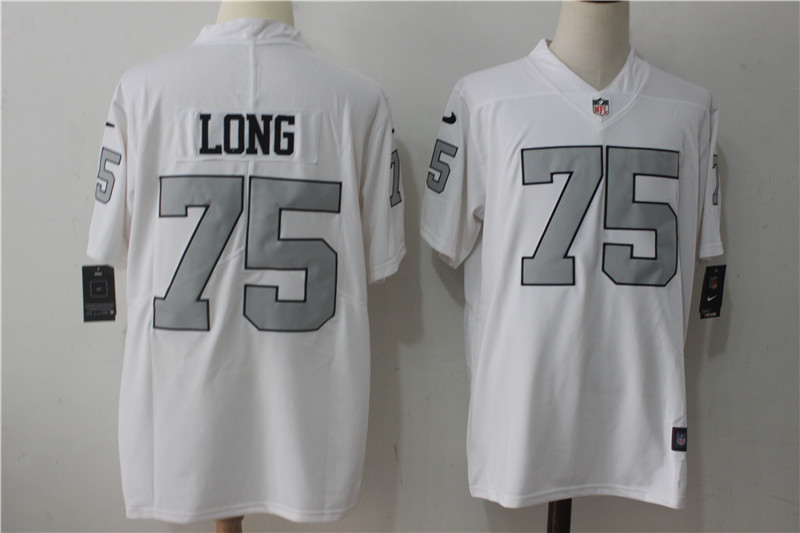 Mens NFL Oakland Raiders #75 Long White Vapor Limited Silver Number Jersey