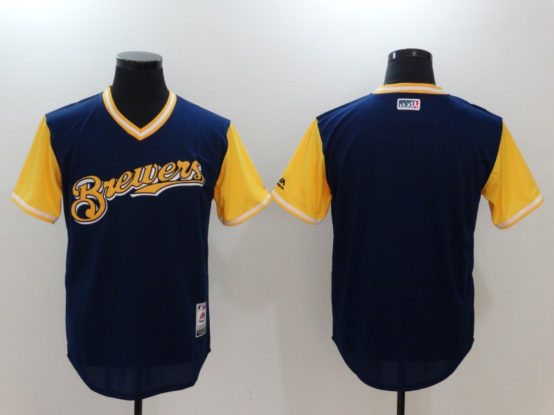 MLB Milwaukee Brewers Blank All Rise D.Blue Pullover Jersey