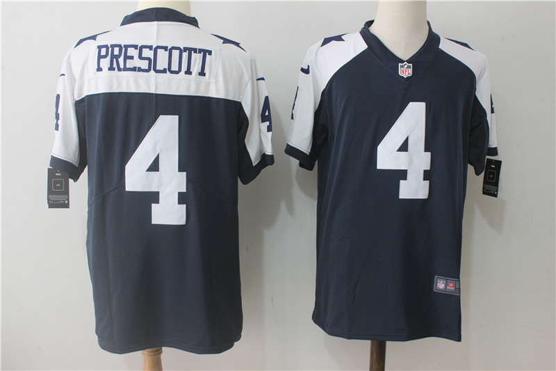 Mens NFL Dallas Cowboys #4 Prescott Blue Vapor Limited Thanksgiving Jersey