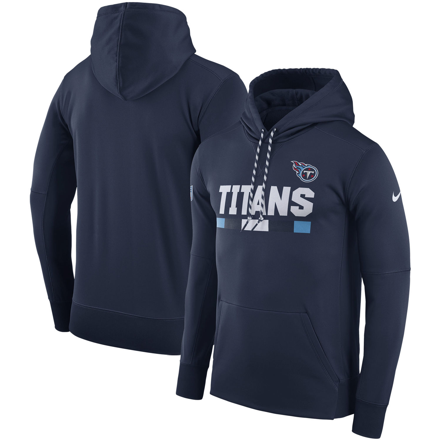 Mens Tennessee Titans Nike Navy Sideline Team Name Performance Pullover Hoodie