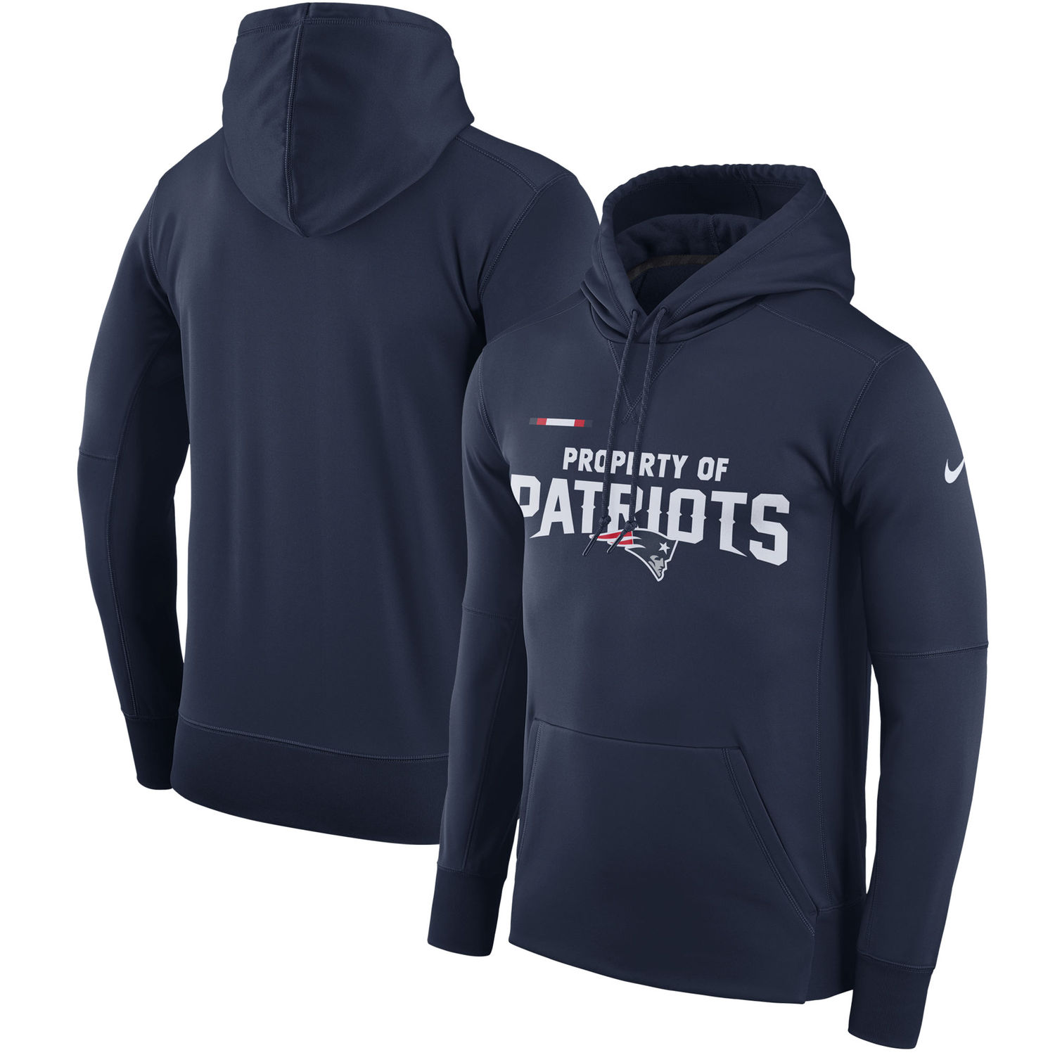 Mens New England Patriots Nike Navy Sideline Property Of Performance Pullover Hoodie