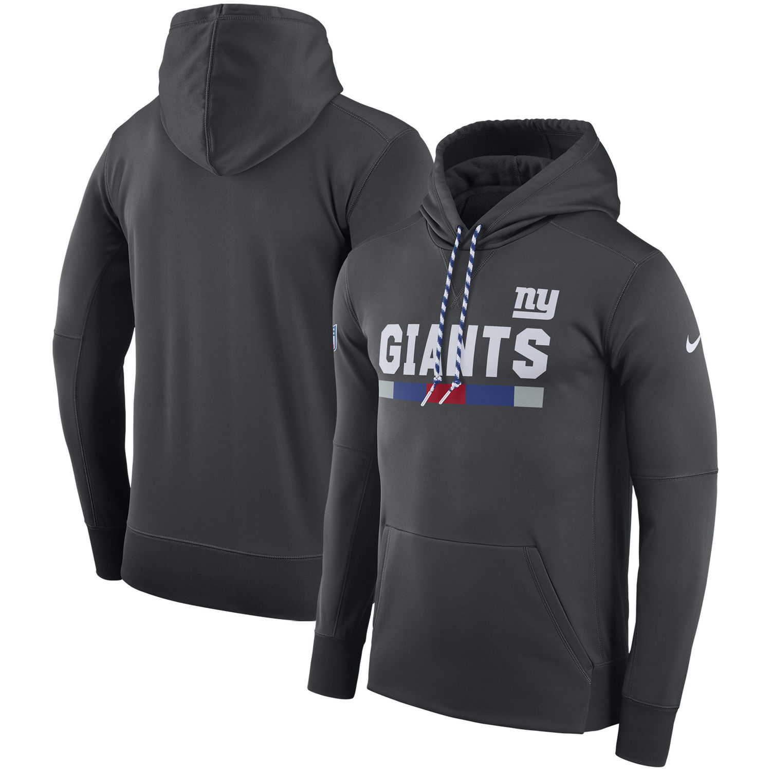 Mens New York Giants Nike Charcoal Sideline Team Name Performance Pullover Hoodie