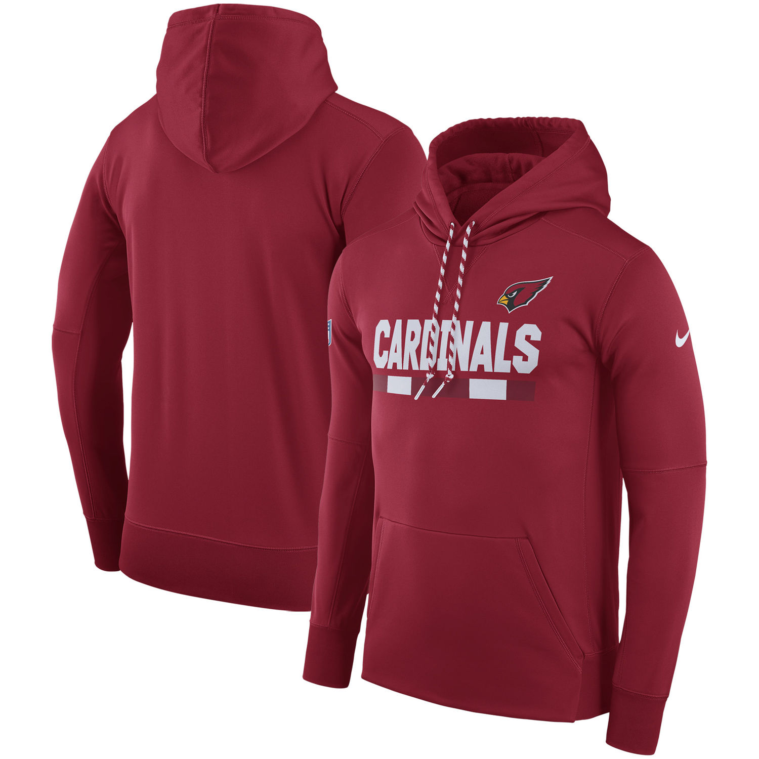 Mens Arizona Cardinals Nike Cardinal Sideline Team Name Performance Pullover Hoodie