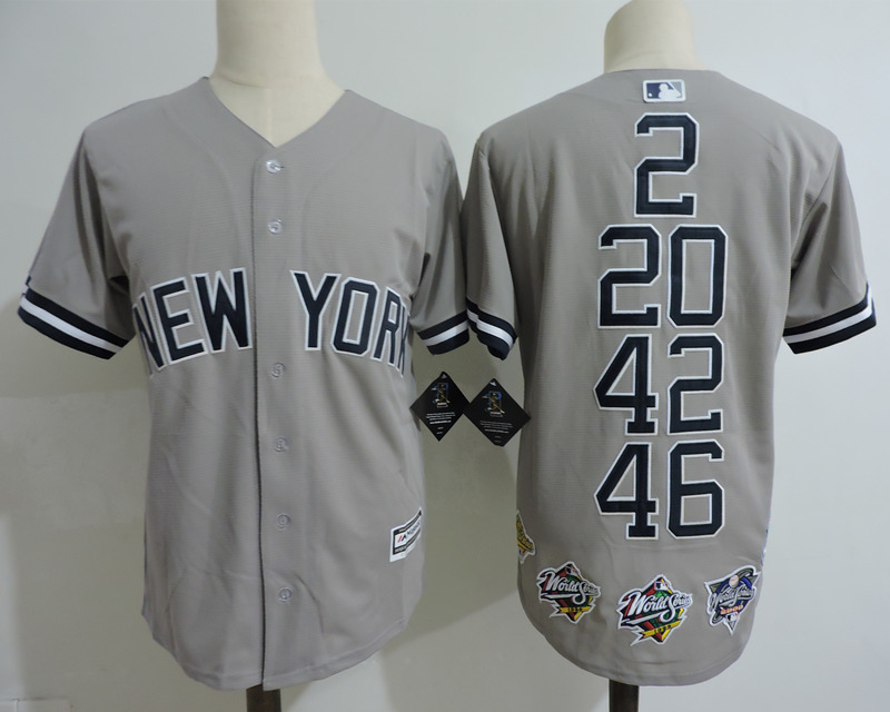 MLB New York Yankees Grey Anniversary Jersey with Patchs