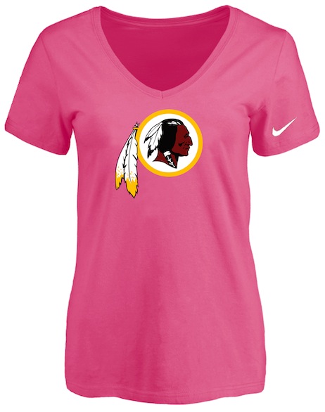 Washingtong Redskins Pink Womens Logo V-neck T-Shirt
