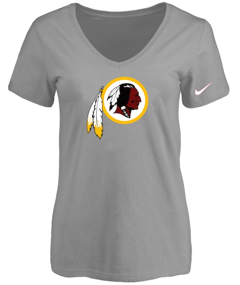 Washingtong Redskins L.Grey Womens Logo V-neck T-Shirt