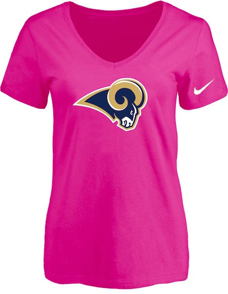 St.Louis Rams Peach Womens Logo V-neck T-Shirt