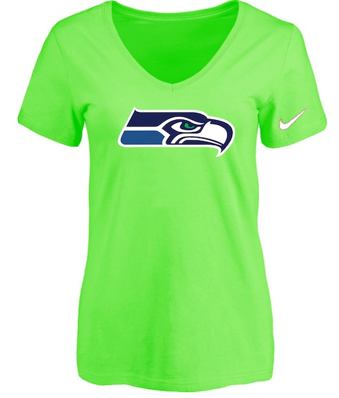 Seattle Seahawks L.Green Womens Logo V-neck T-Shirt