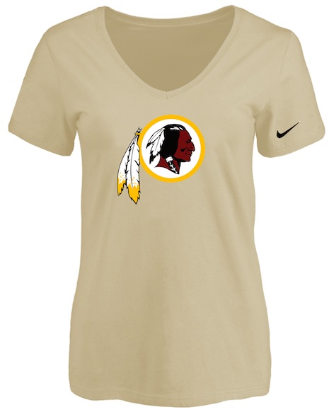 Washingtong Redskins Beige Womens Logo V-neck T-Shirt