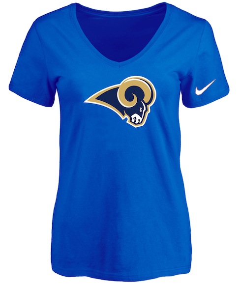 St.Louis Rams Blue Womens Logo V-neck T-Shirt