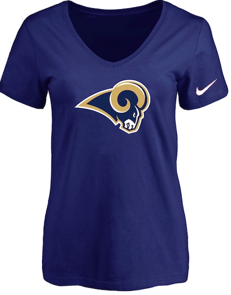 St.Louis Rams D.Blue Womens Logo V-neck T-Shirt