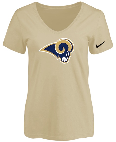 St.Louis Rams Beige Womens Logo V-neck T-Shirt