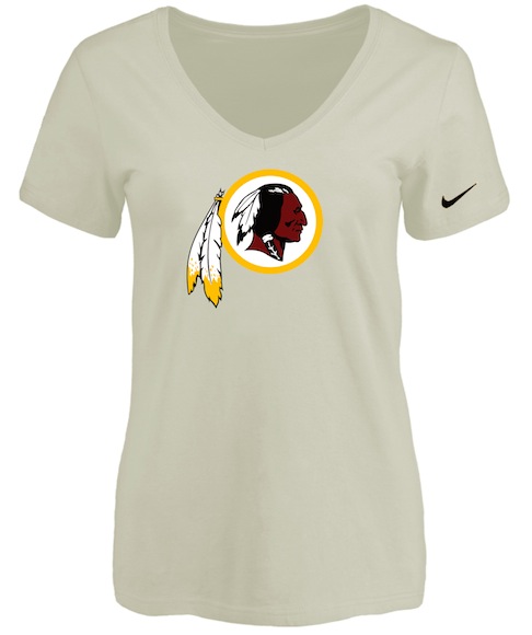 Washingtong Redskins Cream Womens Logo V-neck T-Shirt