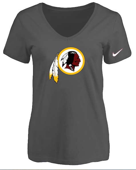 Washingtong Redskins D.Grey Womens Logo V-neck T-Shirt