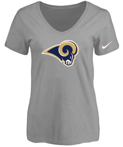 St.Louis Rams L.Grey Womens Logo V-neck T-Shirt