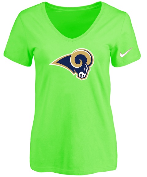 St.Louis Rams L.Green Womens Logo V-neck T-Shirt