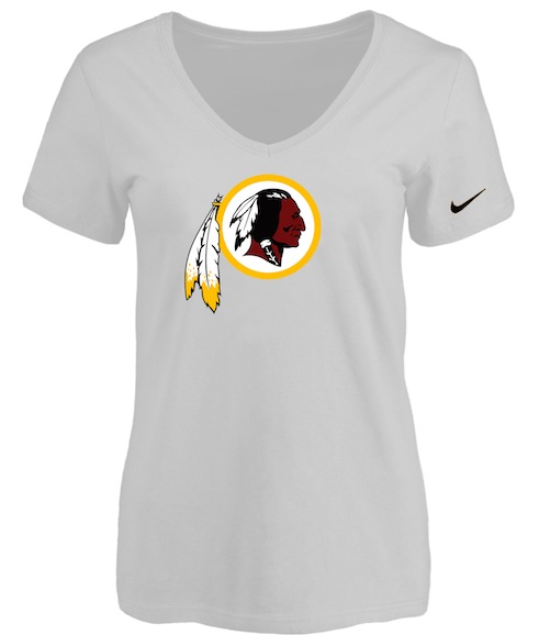 Washingtong Redskins White Womens Logo V-neck T-Shirt