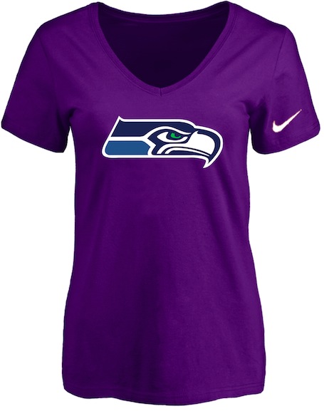 Seattle Seahawks Purple Womens Logo V-neck T-Shirt
