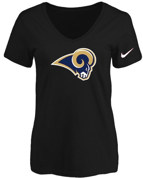 St.Louis Rams Black Womens Logo V-neck T-Shirt