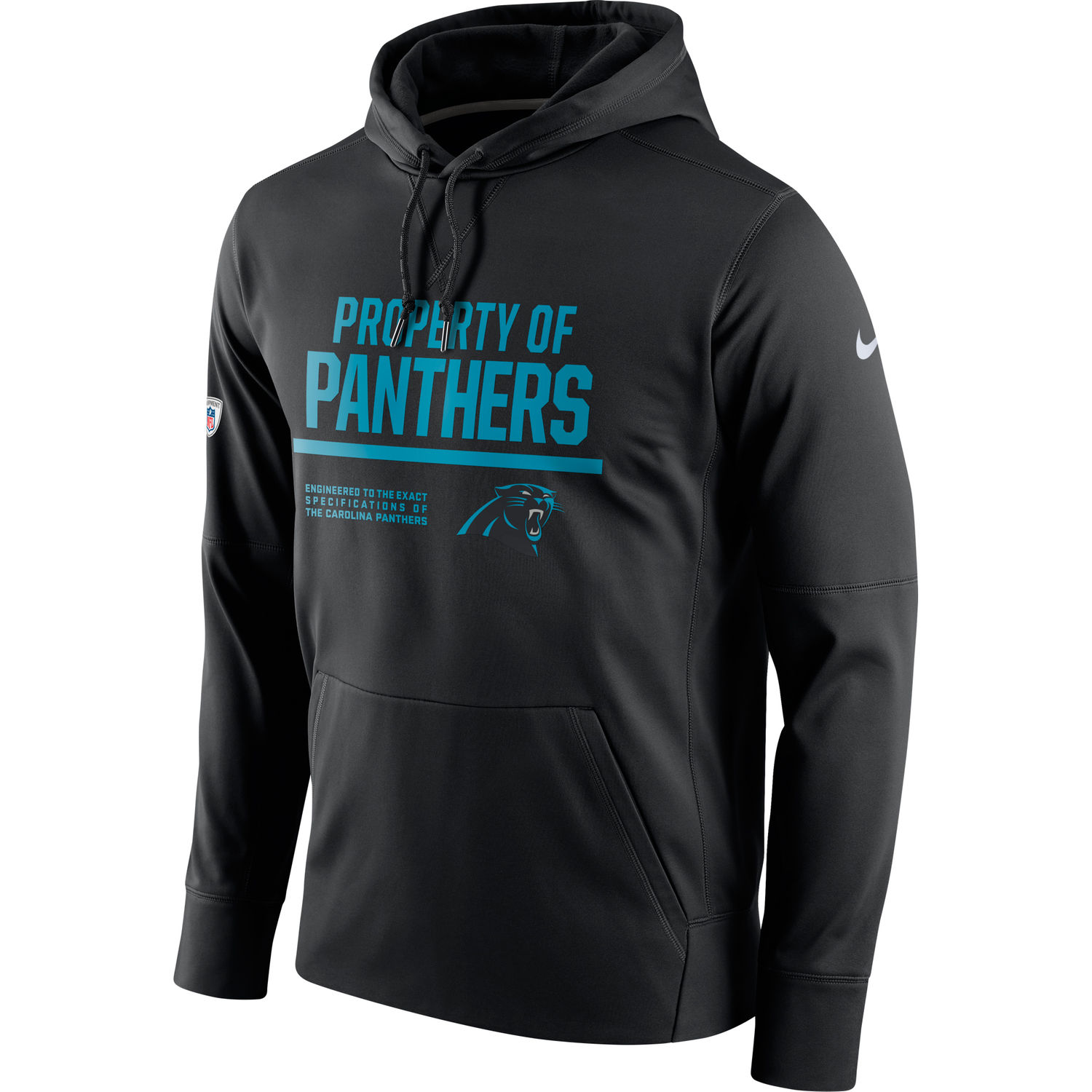 Mens Carolina Panthers Nike Black Circuit Property Of Performance Pullover Hoodie