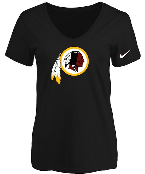 Washingtong Redskins Black Womens Logo V-neck T-Shirt
