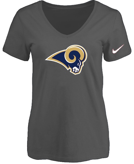 St.Louis Rams D.Grey Womens Logo V-neck T-Shirt