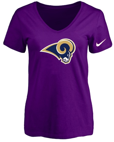 St.Louis Rams Purple Womens Logo V-neck T-Shirt