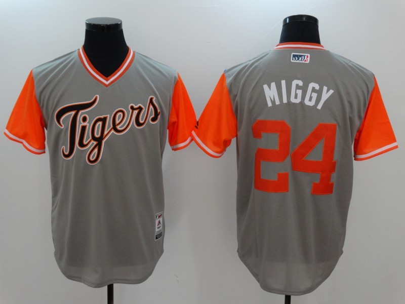 MLB Detroit Tigers #24 Miggy Grey Pullover Jersey