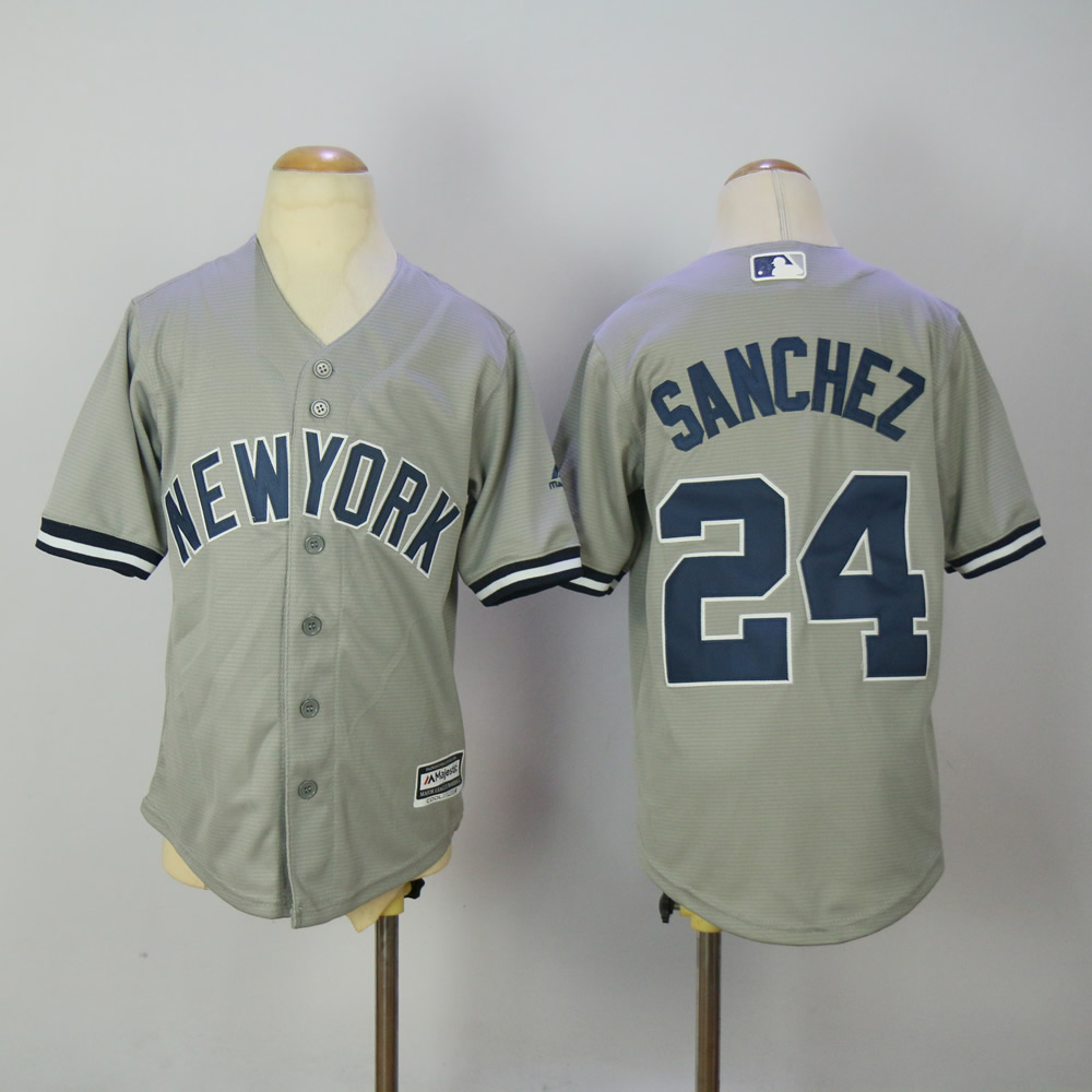 Kids MLB New York Yankees #24 Sanchez Grey Jersey