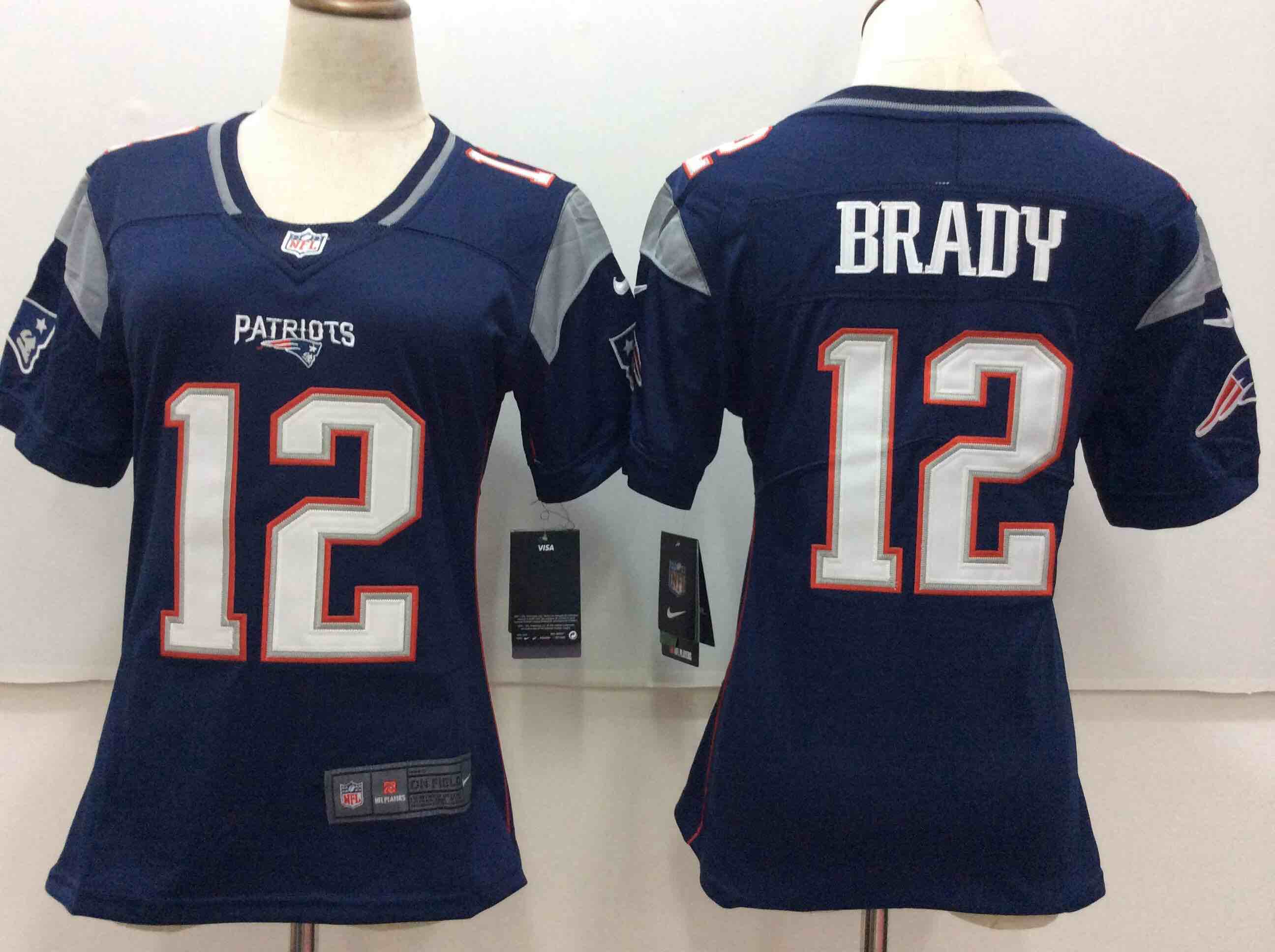 Womens New England Patriots #12 Brady Blue Color Rush Jersey