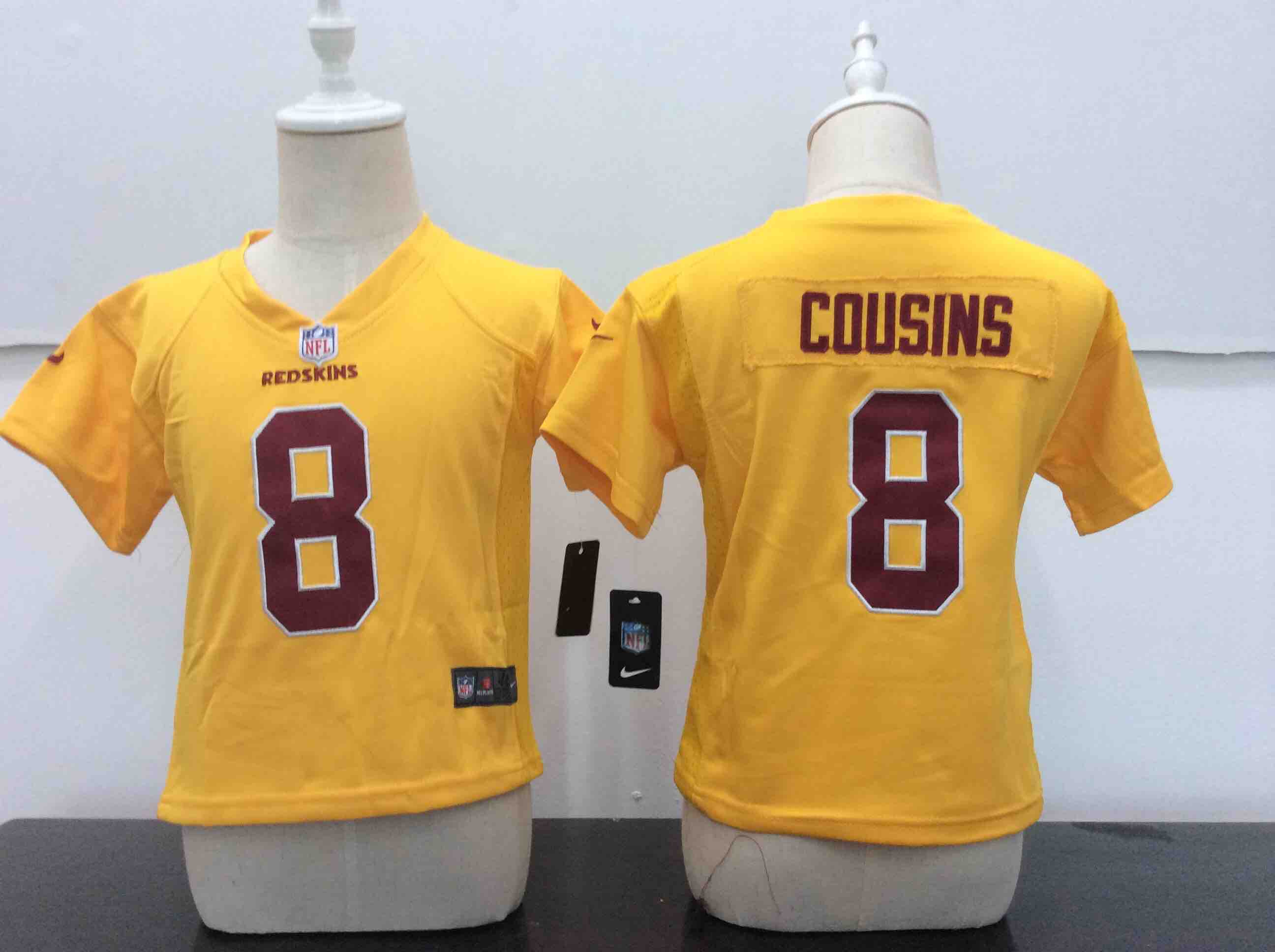 Kids NFL Washington Redskins #8 Cousins Yellow Jersey 2-4T
