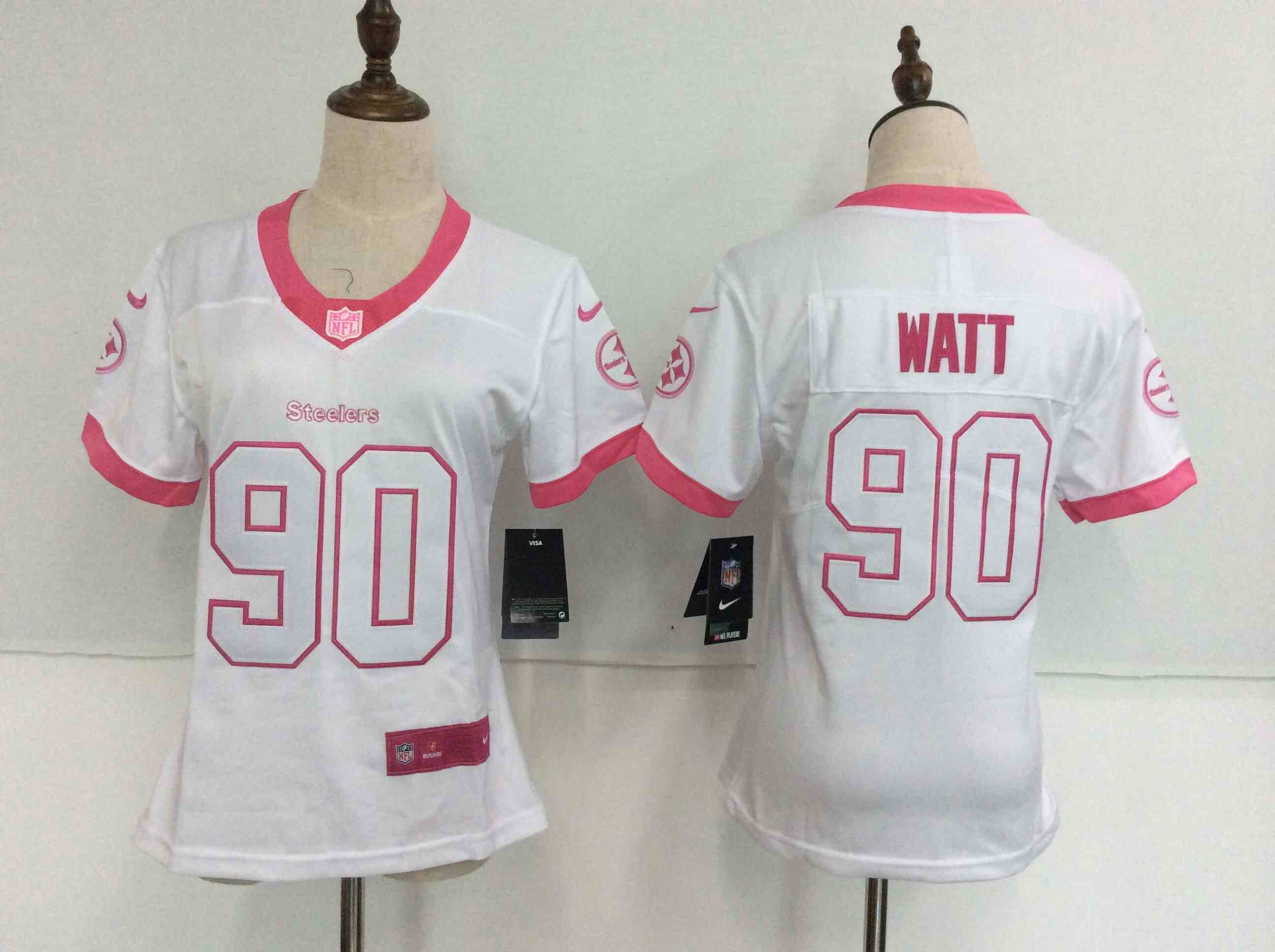 Womens Pittsburgh Steelers #90 Watt White Limited New Jersey