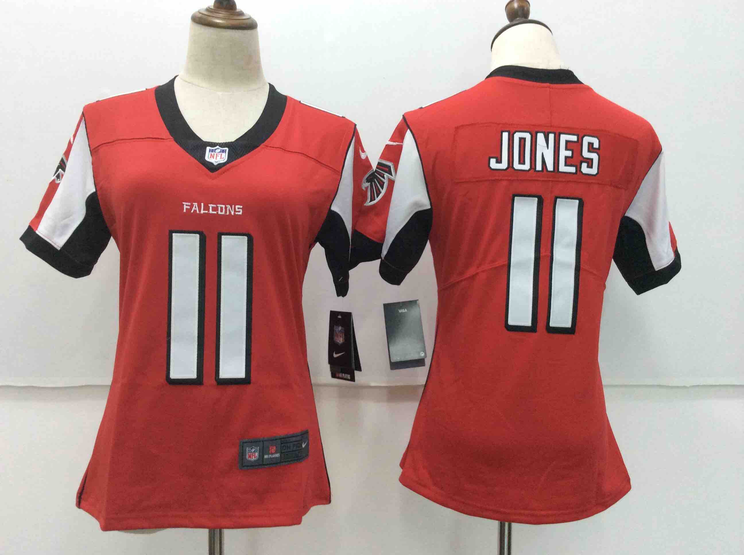 Womens NFL Atlanta Falcons #11 Jones Red Color Rush Jersey