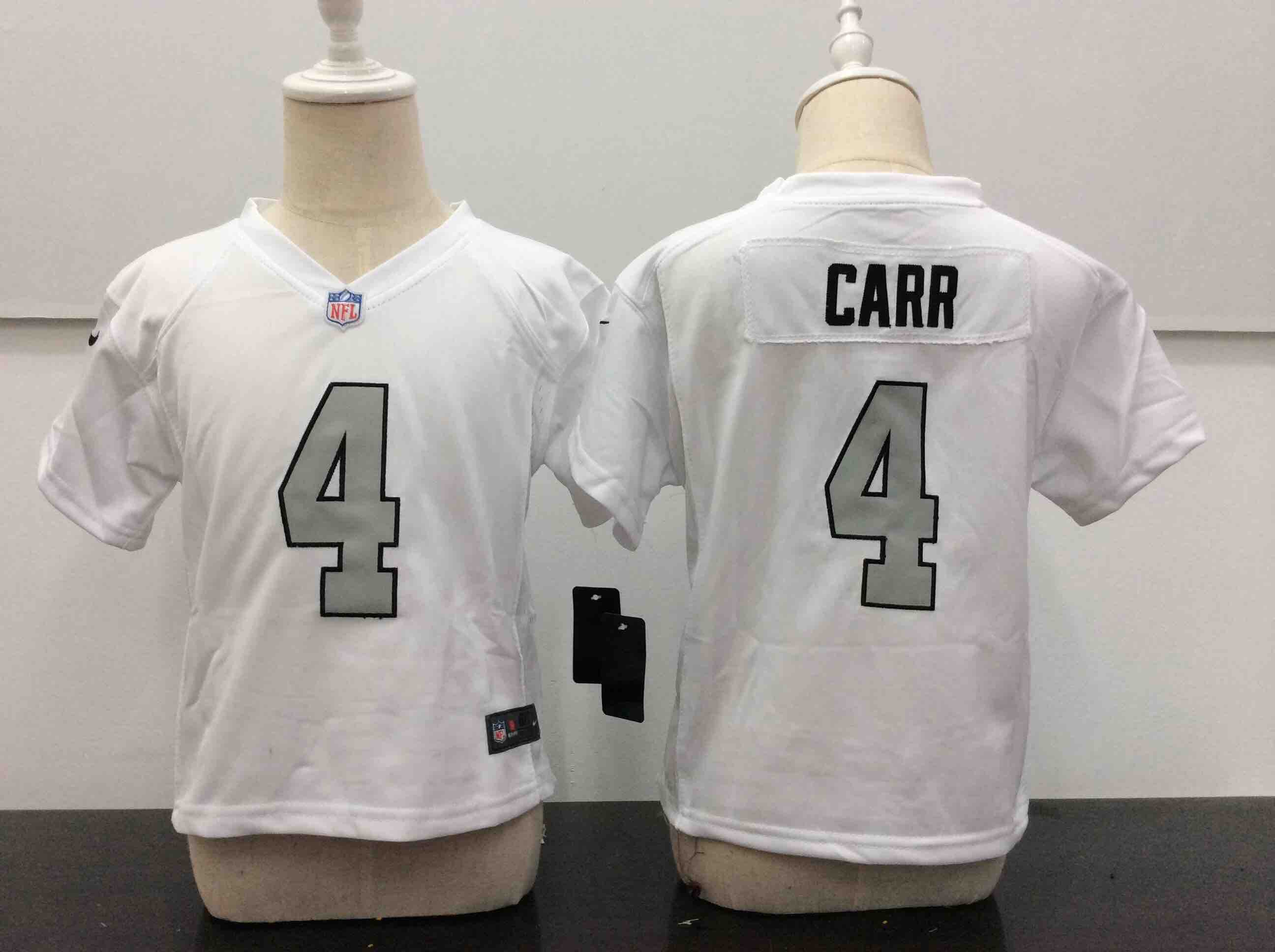 Kids NFL Oakland Raiders #4 Carr Color Rush White Jersey 2-4T