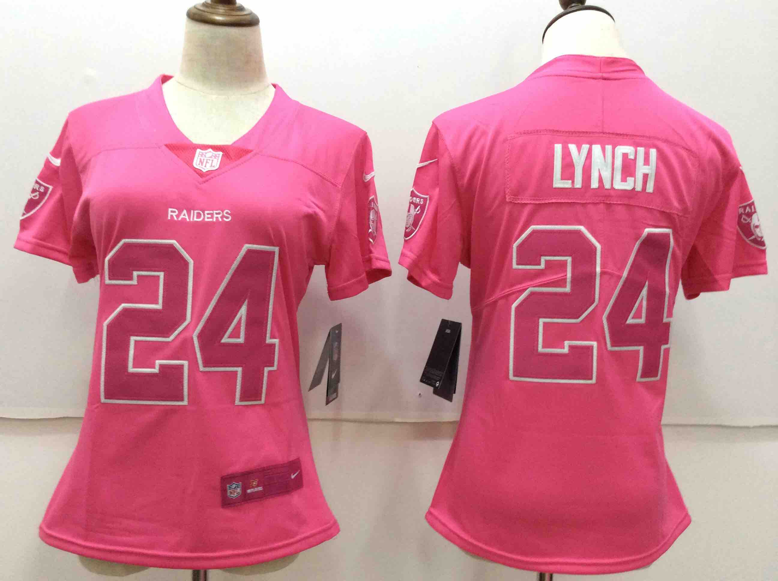 Womens Oakland Raiders #24 Lynch Pink New Jersey