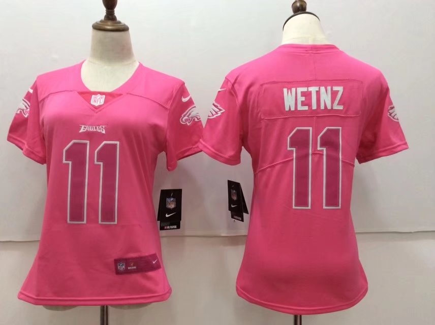 Womens Philadelphia Eagles #11 Wentz Pink New Jersey