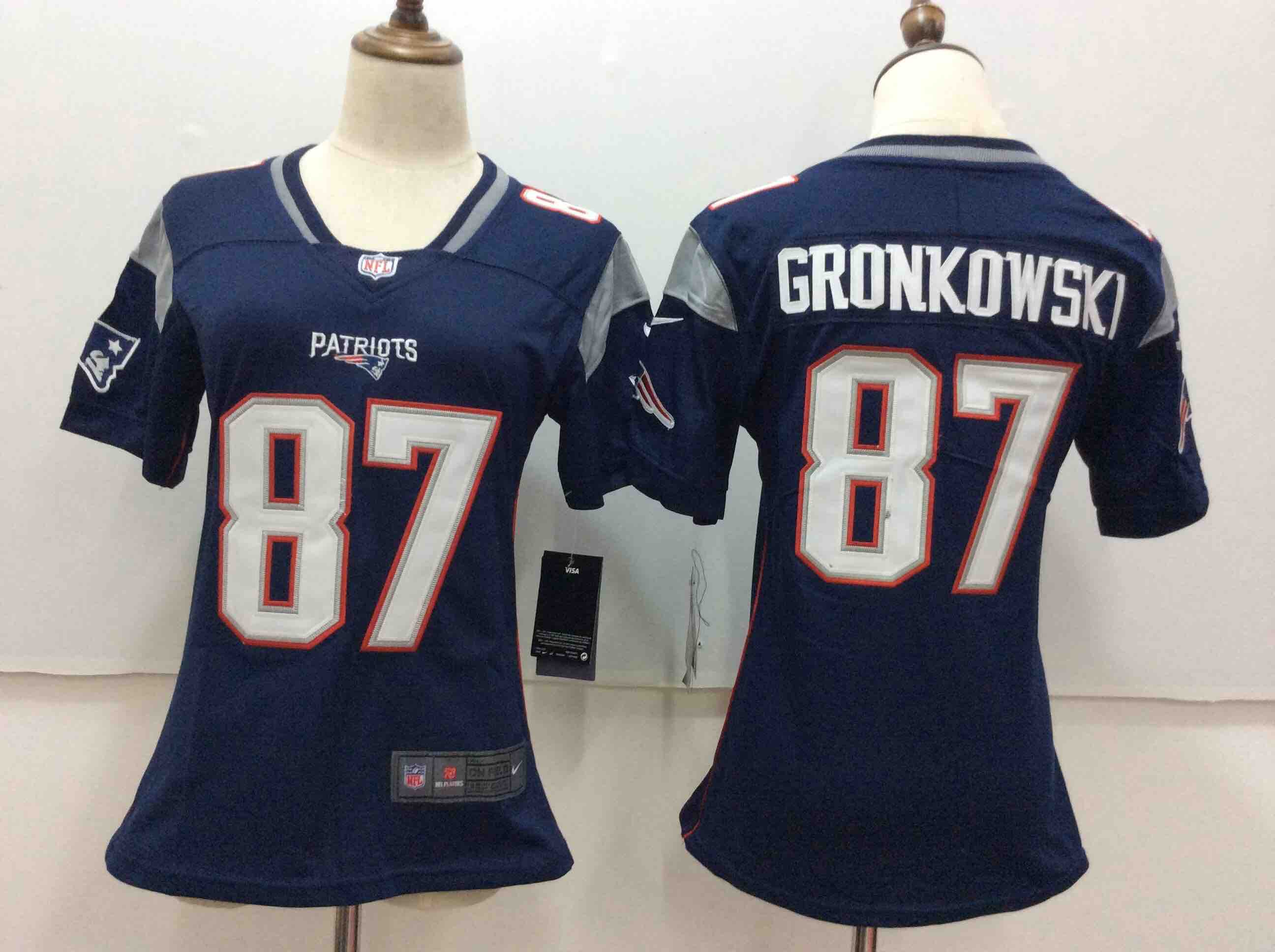 Womens New England Patriots #87 Gronkowski Blue Color Rush Jersey
