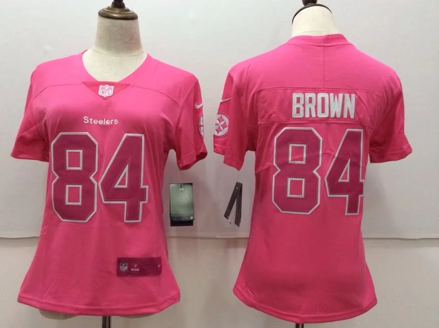 Womens Pittsburgh Steelers #84 Brown Pink Limited New Jersey