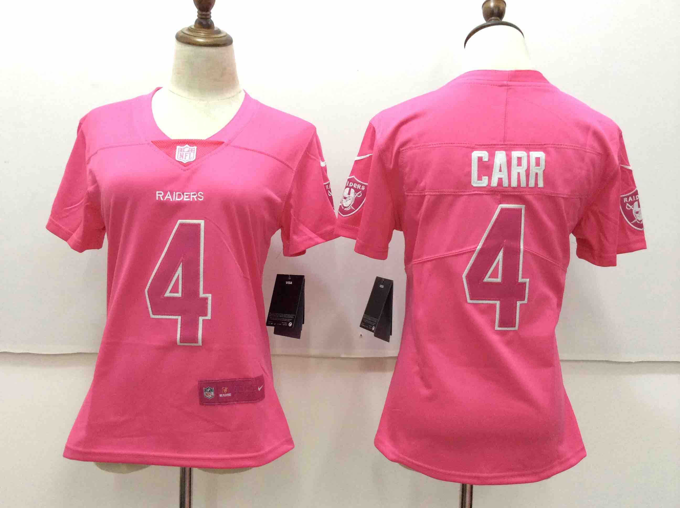 Womens Oakland Raiders #4 Carr Pink New Jersey